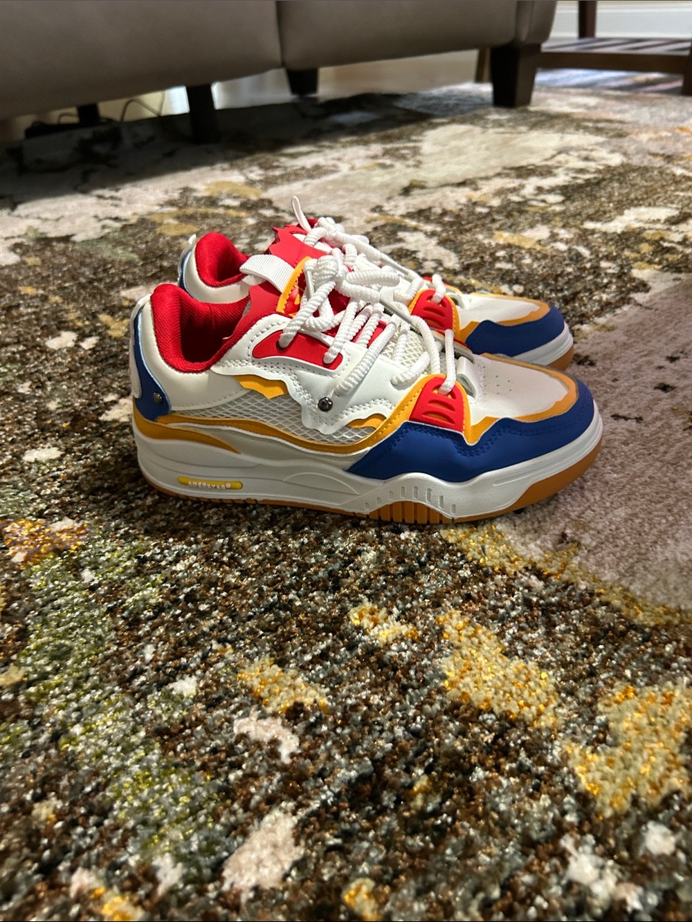 Men Multicolor Athletic Sneakers - White Blue Red Yellow